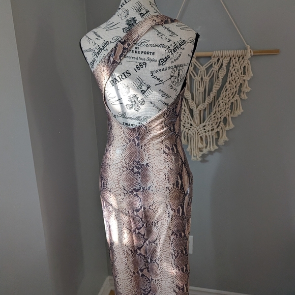 Vintage y2k Bebe snakeskin asymmetrical one shoulder mini dress - Picture 8 of 10
